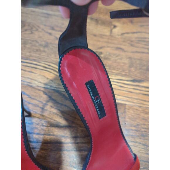 Carolina Herrera Black Red Leather Ankle Strap Heels | eBay Carolina Herrera Black Red Leather Ankle Strap Heels